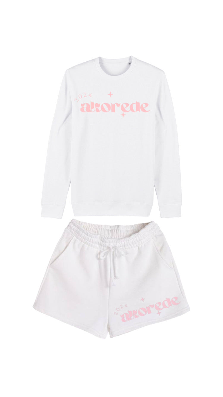 Pink sweatshirt and shorts set