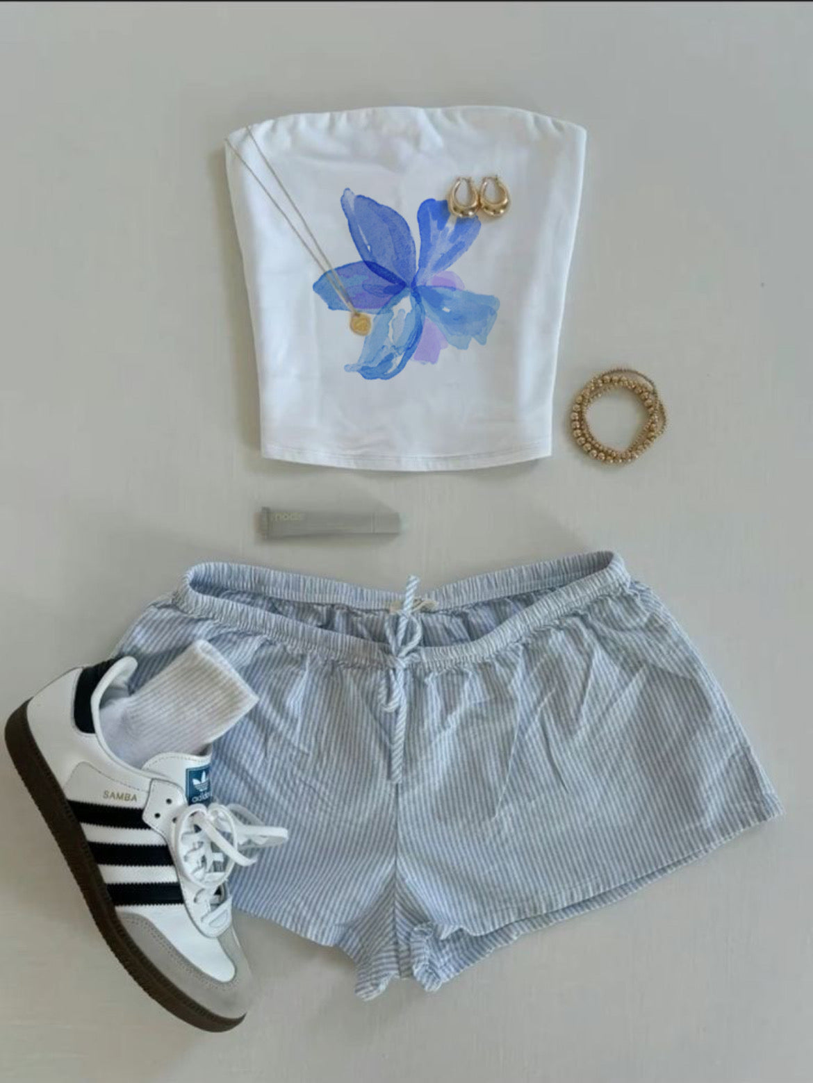 Blue Lily Bandeau Top